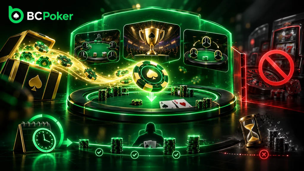 BCPoker lobby with cash game tables